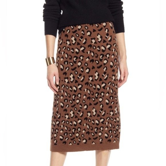Halogen Leopard Print Sweater Skirt - Picture 1 of 4